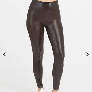 Spanx Brown Croc Faux Leather Leggings